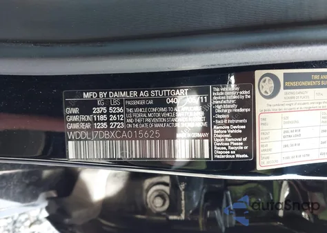 2012 Mercedes-Benz Cls 550 from USA, damaged, VIN WDDLJ7DBXCA015625